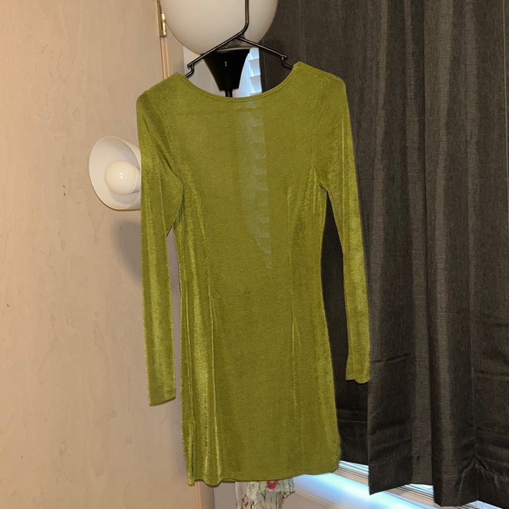 Green backless mini dress